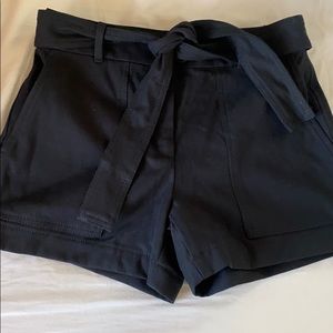 Black tie waist high waisted shorts Ann Taylor